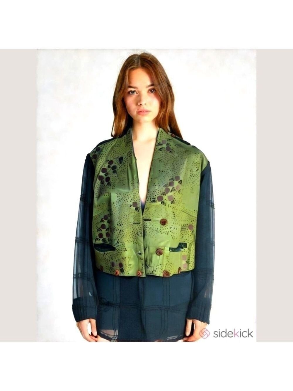 Bohemian Jacket Leather and Chiffon Size Large